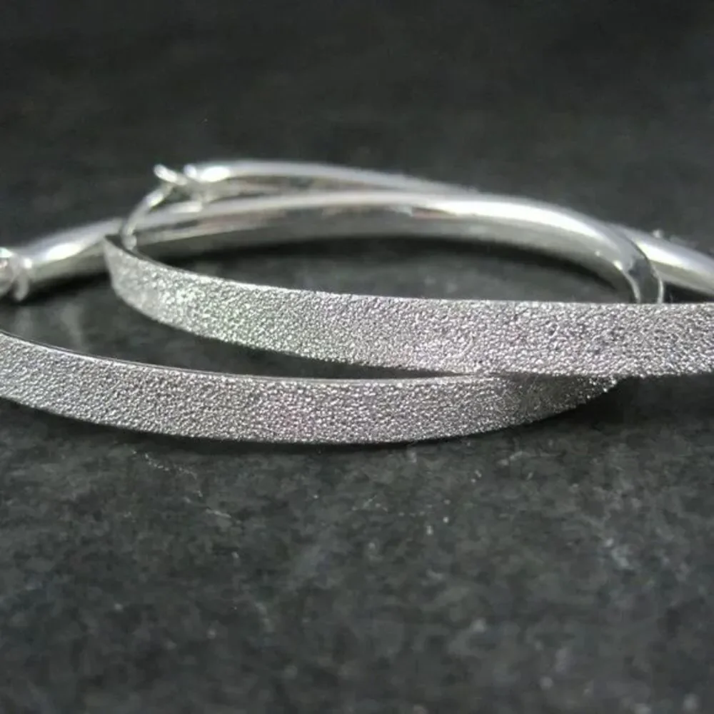 Simone I Smith Sparkly Oval Hoop Earrings Vermeil Sterling New